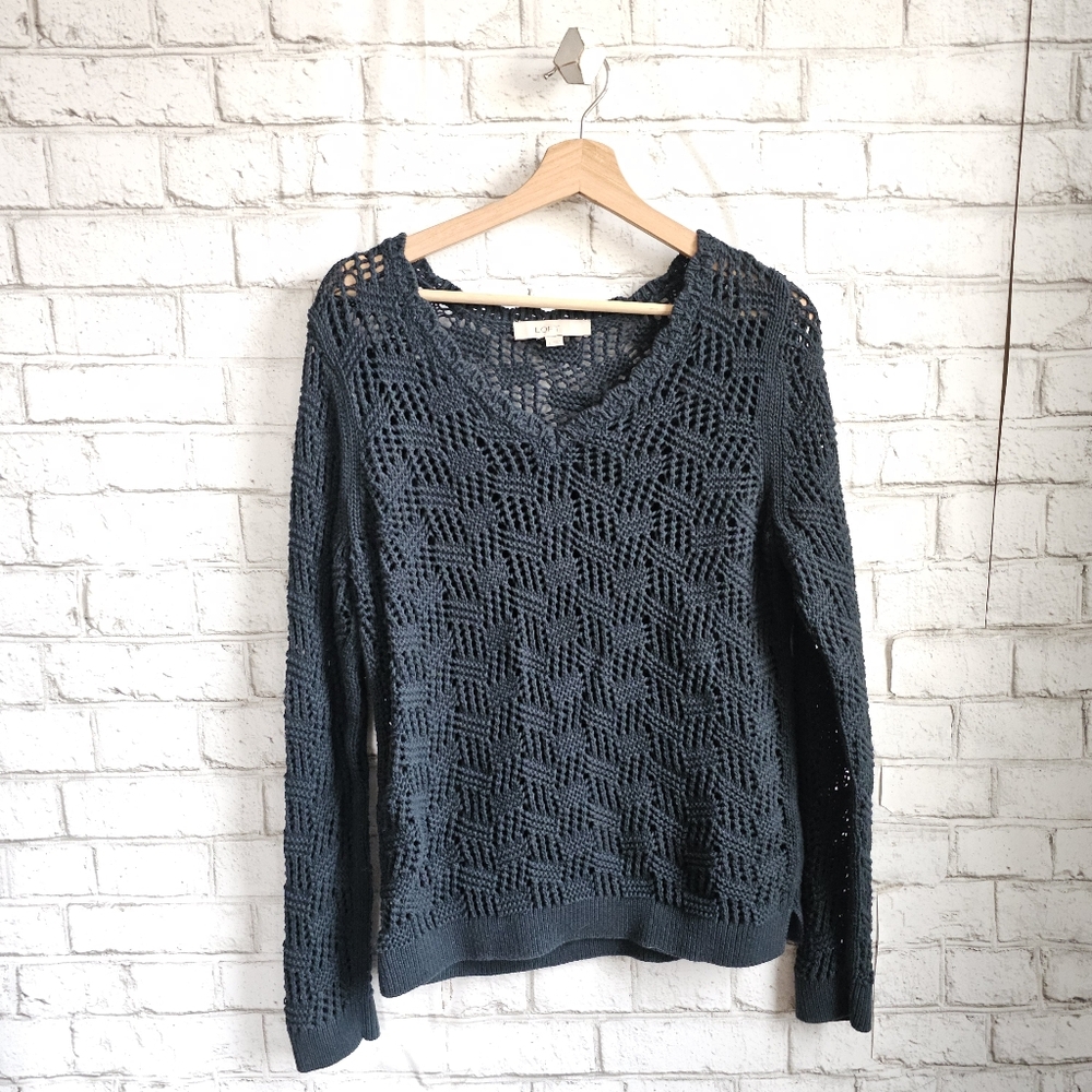 LOFT Blue Loose Knit Sweater, L